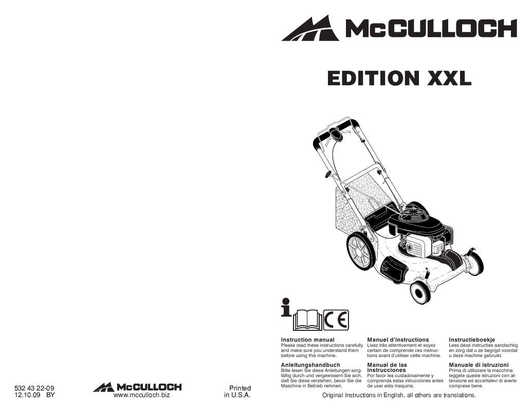 Guide utilisation  MCCULLOCH EDITION XXL  de la marque MCCULLOCH