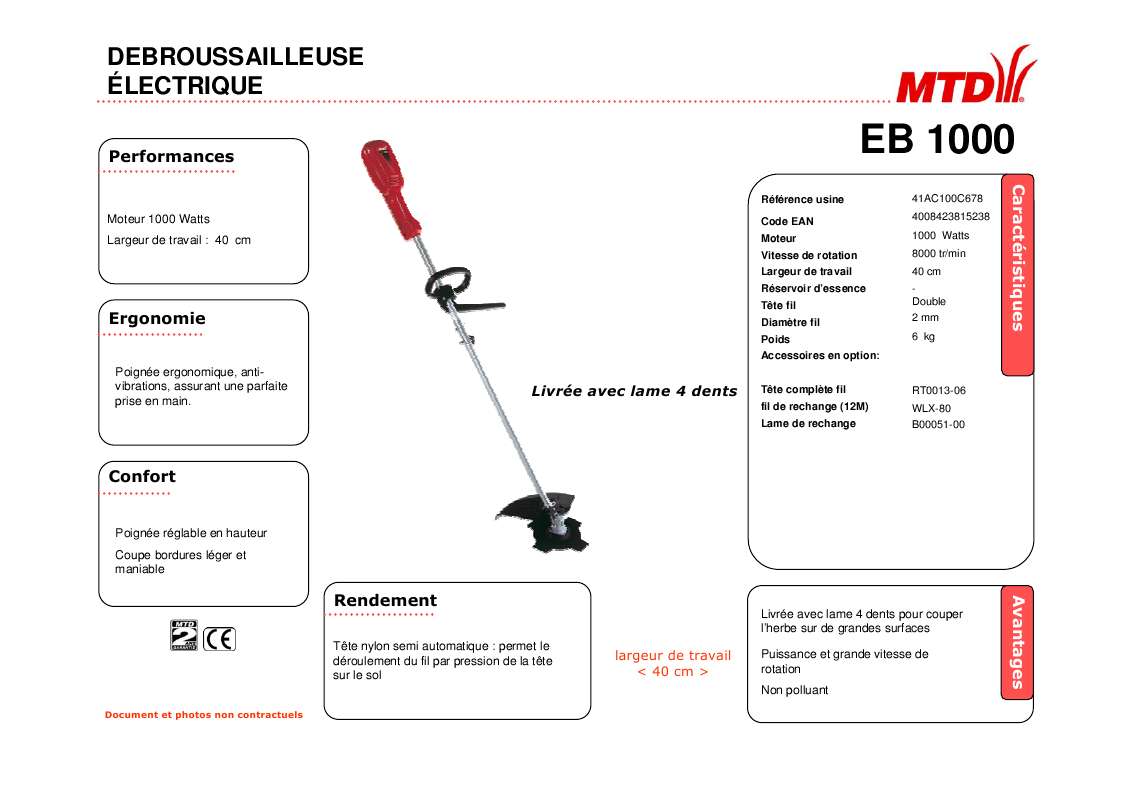 Guide utilisation MTD EB 1000  de la marque MTD