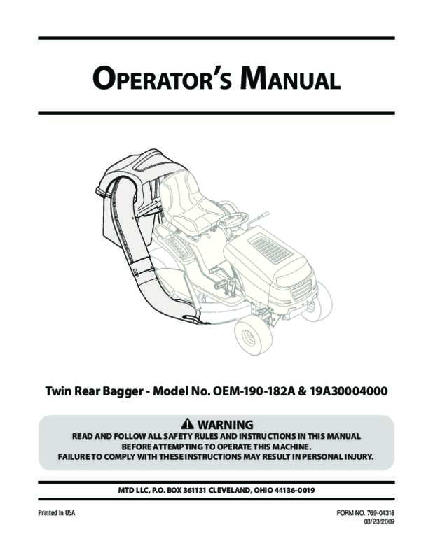Guide utilisation  MTD OEM-190-182A  de la marque MTD