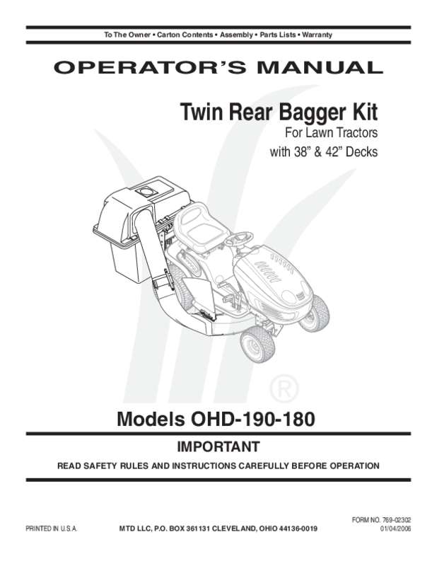 Guide utilisation  MTD OHD-190-180  de la marque MTD