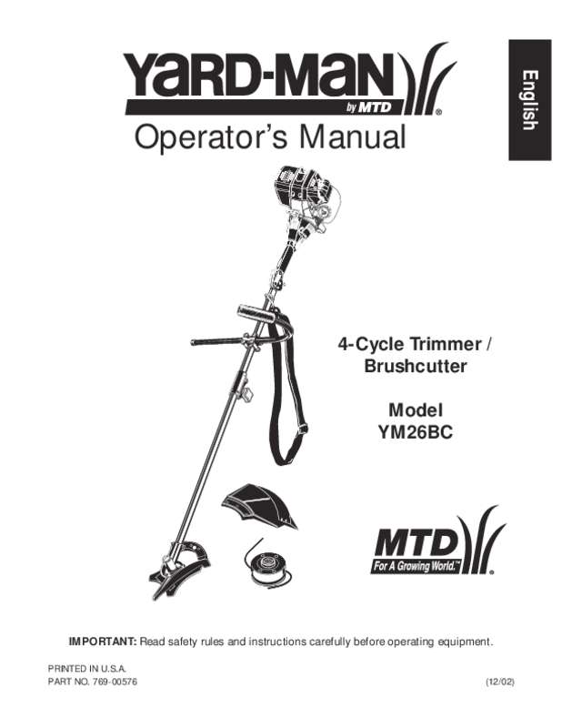 Guide utilisation  MTD YM26BC  de la marque MTD