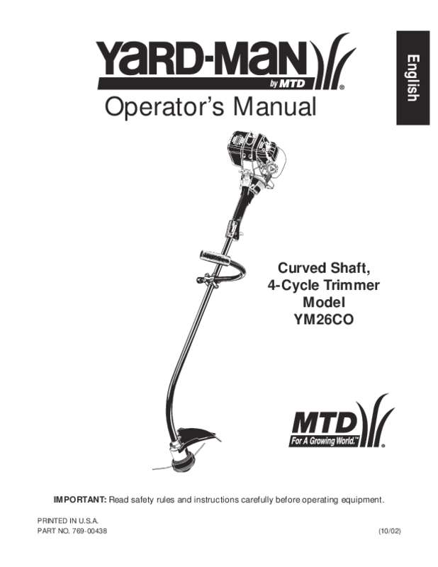 Guide utilisation  MTD YM26CO  de la marque MTD