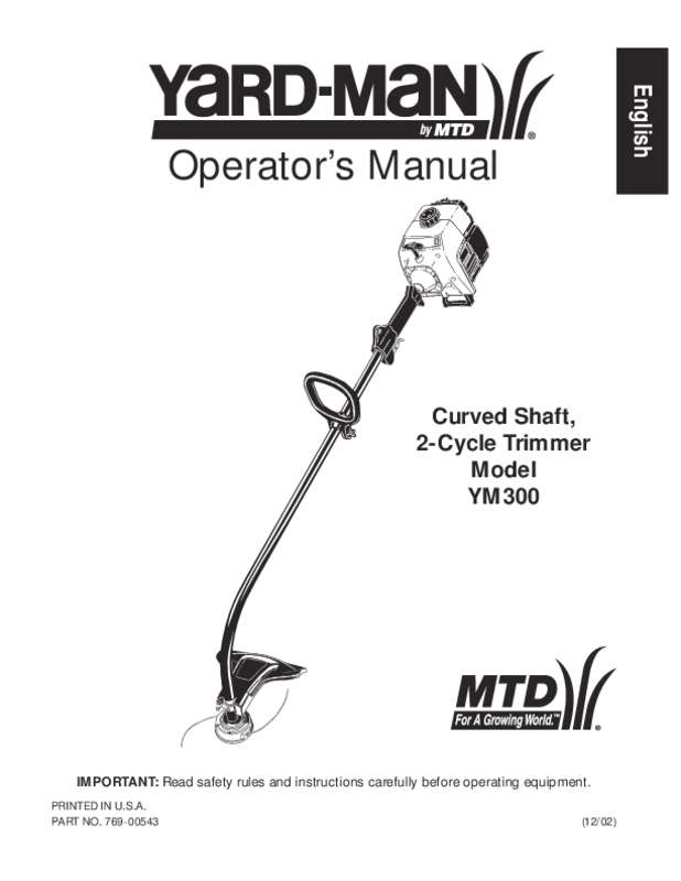 Guide utilisation  MTD YM300  de la marque MTD