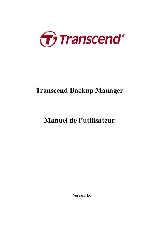 Guide utilisation TRANSCEND BACKUP MANAGER  de la marque TRANSCEND