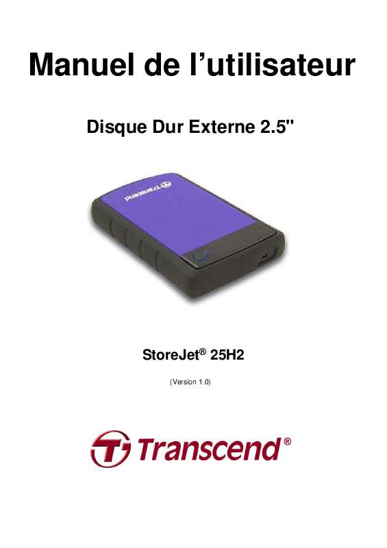 Guide utilisation TRANSCEND STOREJET 25H2P  de la marque TRANSCEND