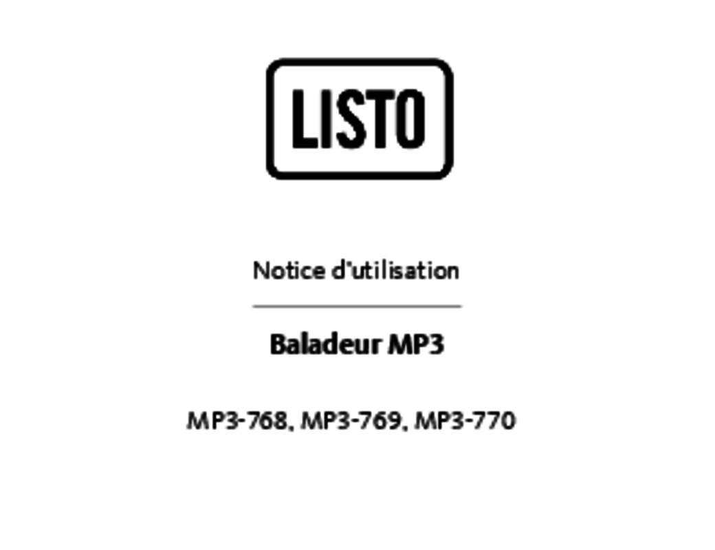 Guide utilisation  LISTO BALADEUR MP3-768  de la marque LISTO