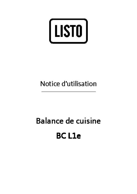 Guide utilisation  LISTO BALANCE CUISINE BC L1E  de la marque LISTO
