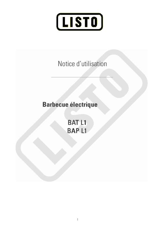 Guide utilisation  LISTO BARBECUE BAT L1  de la marque LISTO