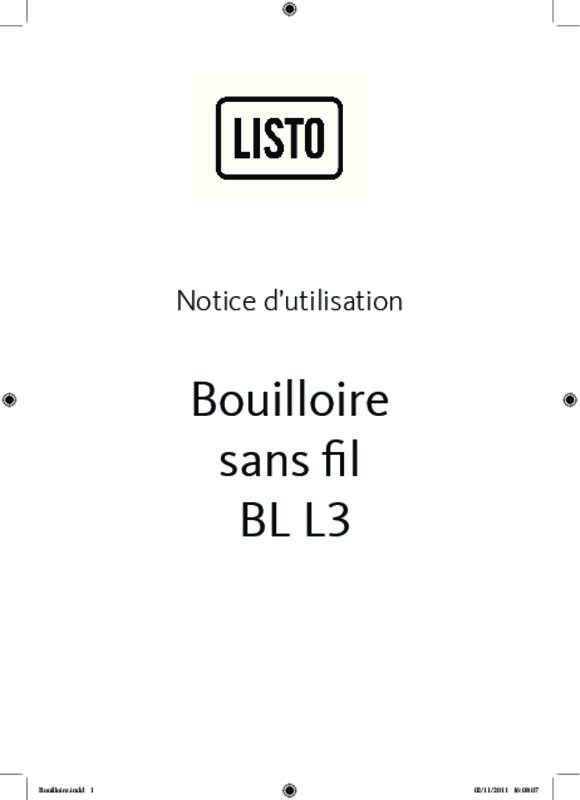 Guide utilisation  LISTO BOUILLOIRE SANS FIL BL L3  de la marque LISTO