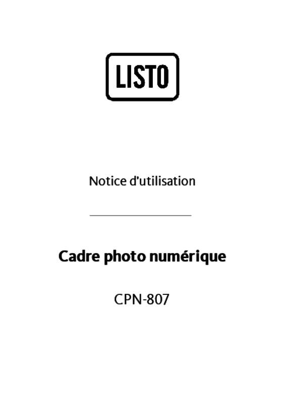Guide utilisation  LISTO CADRE PHOTO NUMERIQUE CPN-807  de la marque LISTO