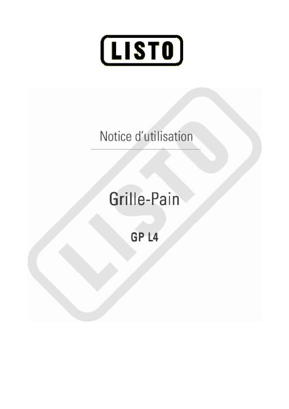 Guide utilisation  LISTO GRILLE-PAIN GP L4  de la marque LISTO