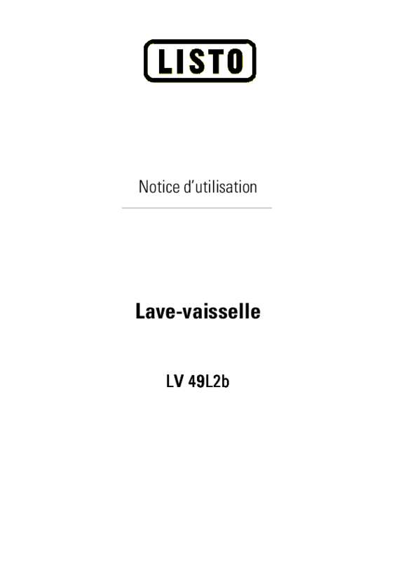 Guide utilisation  LISTO LAVE VAISSELLE LV 49L2B  de la marque LISTO