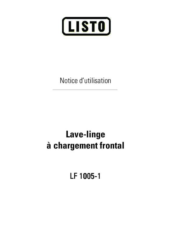 Guide utilisation  LISTO LAVE-LINGE LF 1005-1  de la marque LISTO