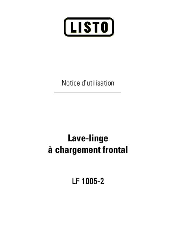 Guide utilisation  LISTO LAVE-LINGE LF 1005-2  de la marque LISTO