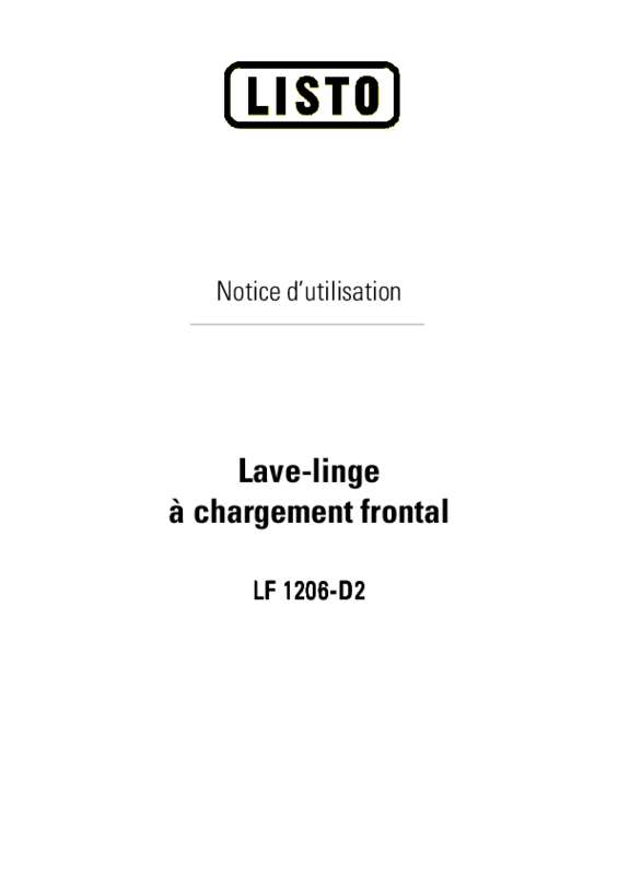 Guide utilisation  LISTO LAVE-LINGE LF 1206-D2  de la marque LISTO