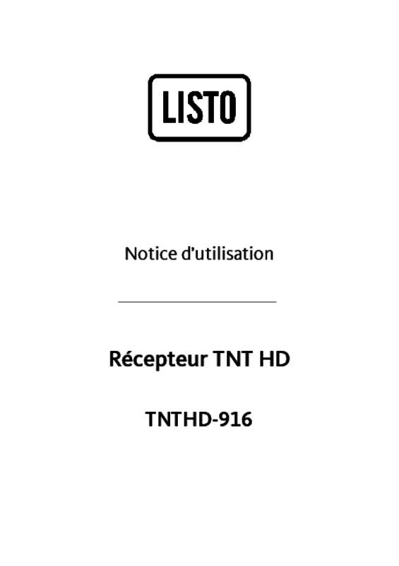 Guide utilisation  LISTO RECEPTEUR TNT HD TNTHD-916  de la marque LISTO