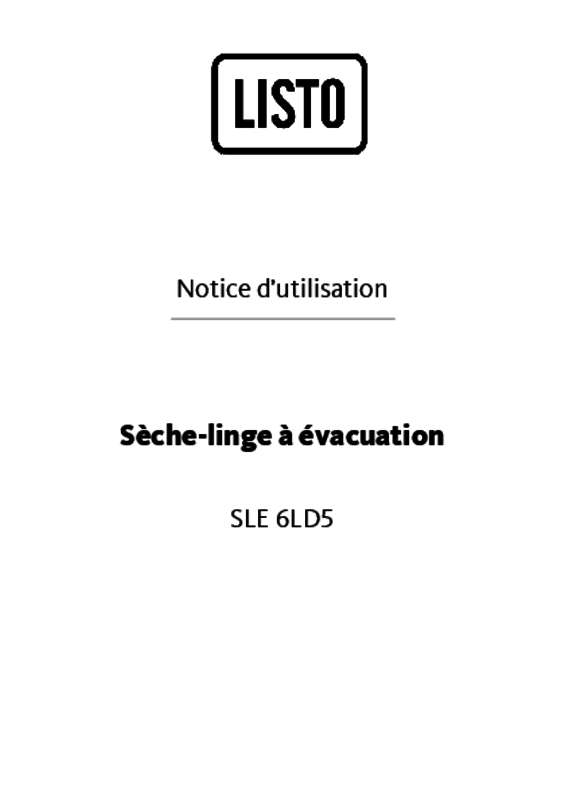 Guide utilisation LISTO SLE 6LD5 de la marque LISTO