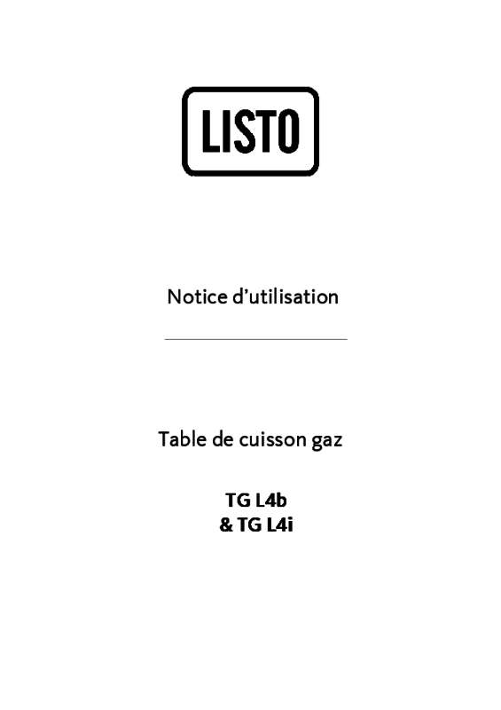 Guide utilisation  LISTO TABLE GAZ TG L4B  de la marque LISTO