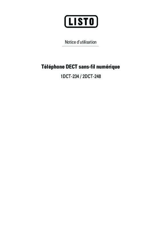 Guide utilisation  LISTO TELEPHONE DECT SANS-FIL NUMERIQUE 1DCT 234  de la marque LISTO