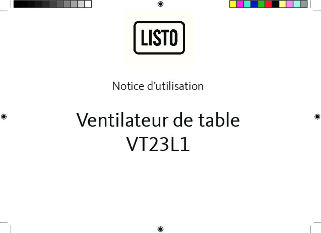 Guide utilisation  LISTO VENTILATEUR DE TABLE VT23L1  de la marque LISTO