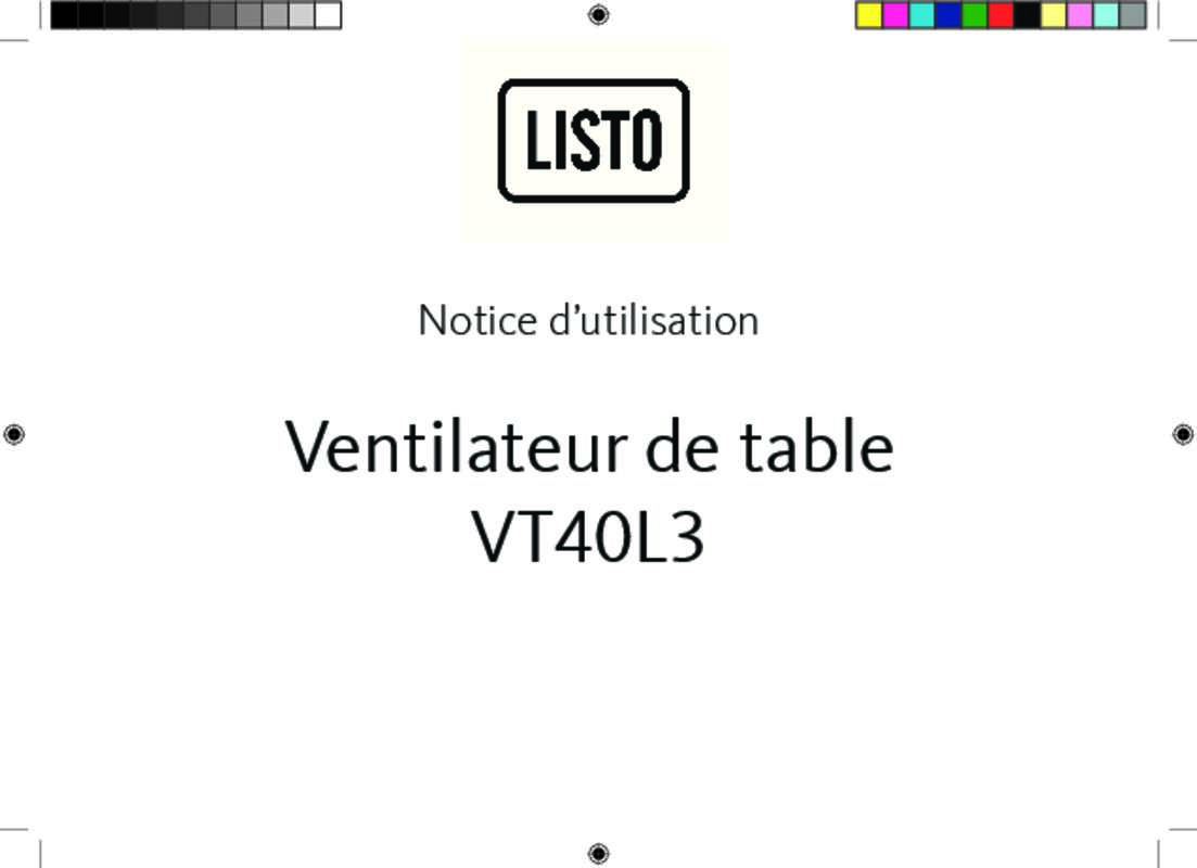 Guide utilisation  LISTO VENTILATEUR DE TABLE VT40L3  de la marque LISTO