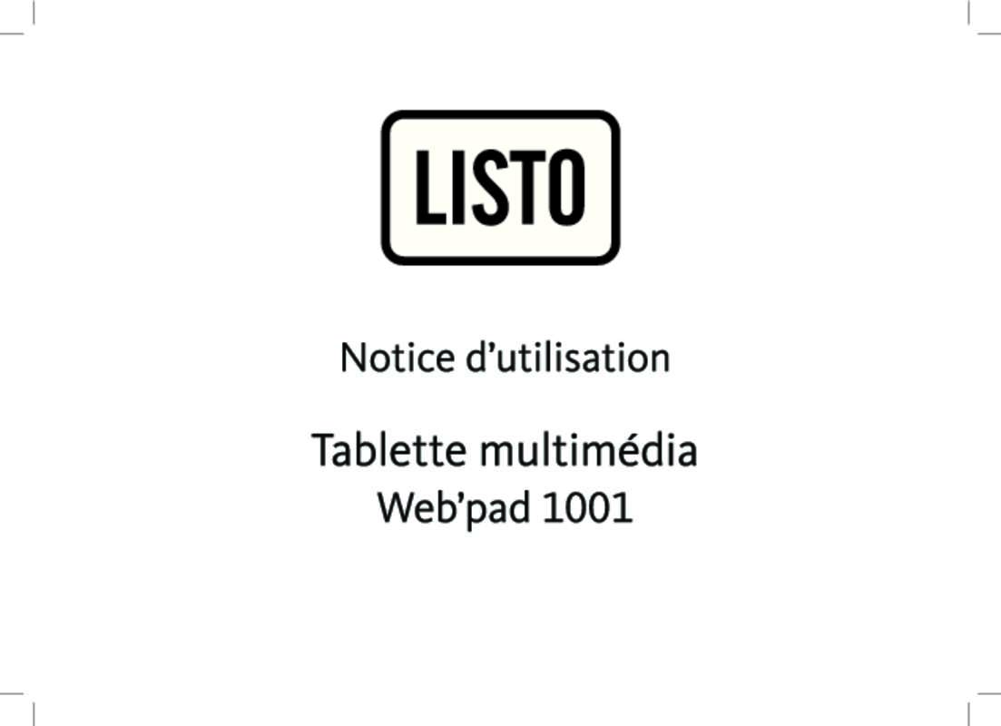 Guide utilisation LISTO WEB'PAD 1001  de la marque LISTO