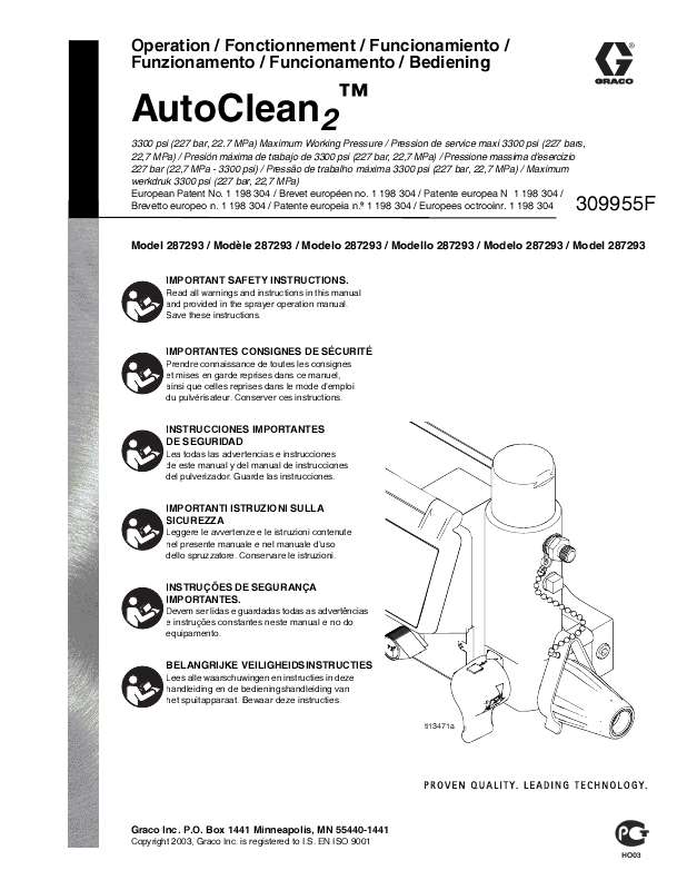 Guide utilisation  GRACO AUTOCLEAN2  de la marque GRACO