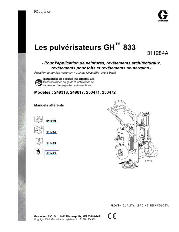 Guide utilisation  GRACO GH 833  de la marque GRACO