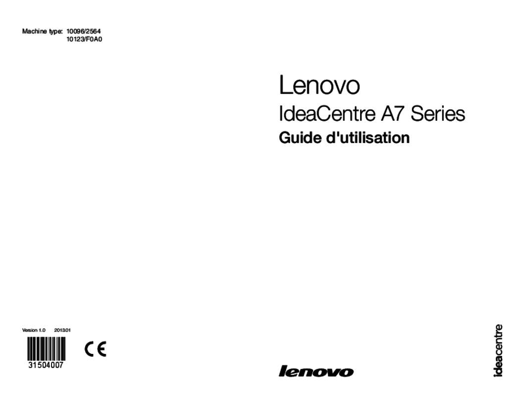 Guide utilisation LENOVO IDEACENTRE A730 (57315692)  de la marque LENOVO