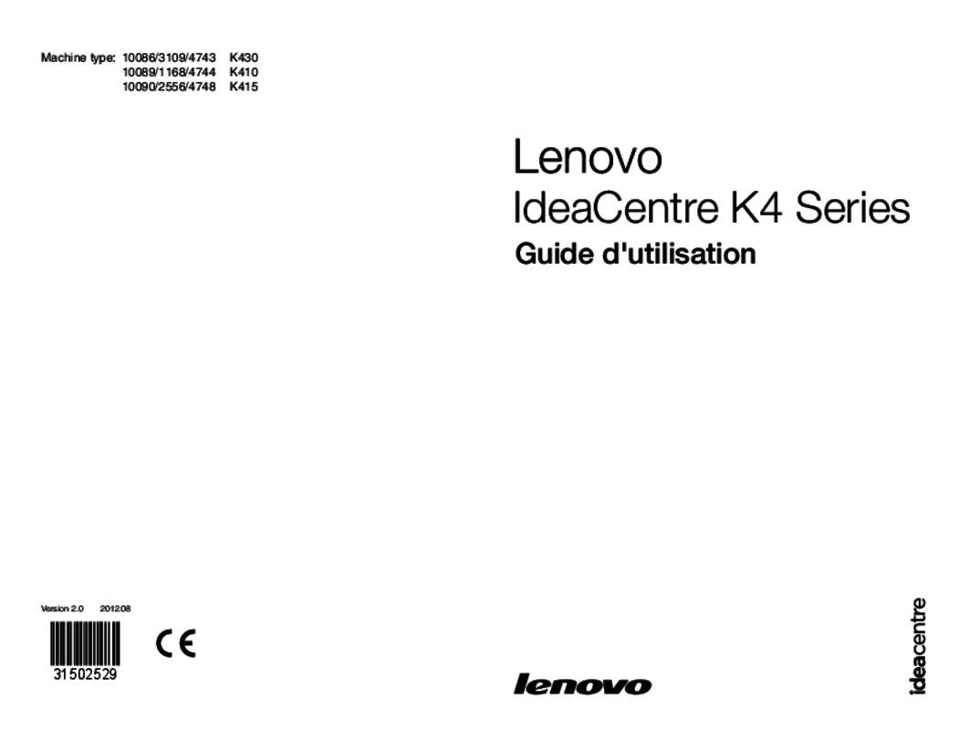 Guide utilisation LENOVO IDEACENTRE K410  de la marque LENOVO