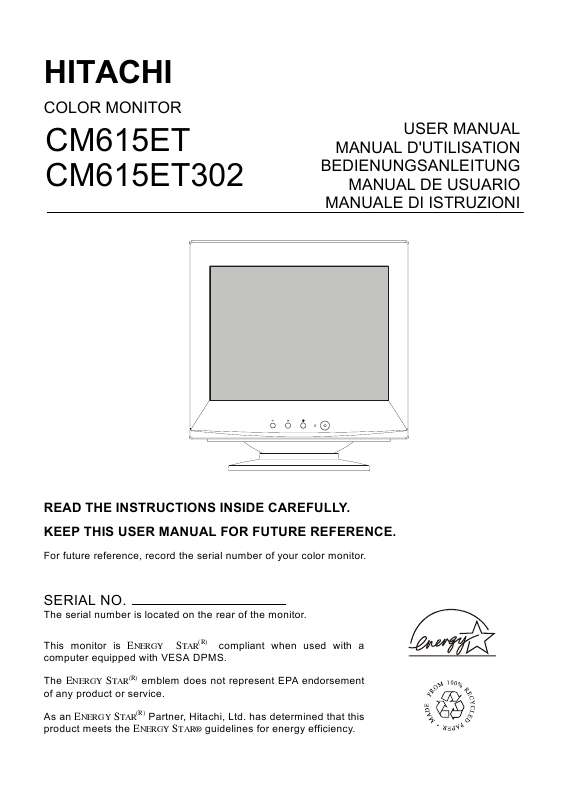 Guide utilisation  HITACHI CM615ET  de la marque HITACHI
