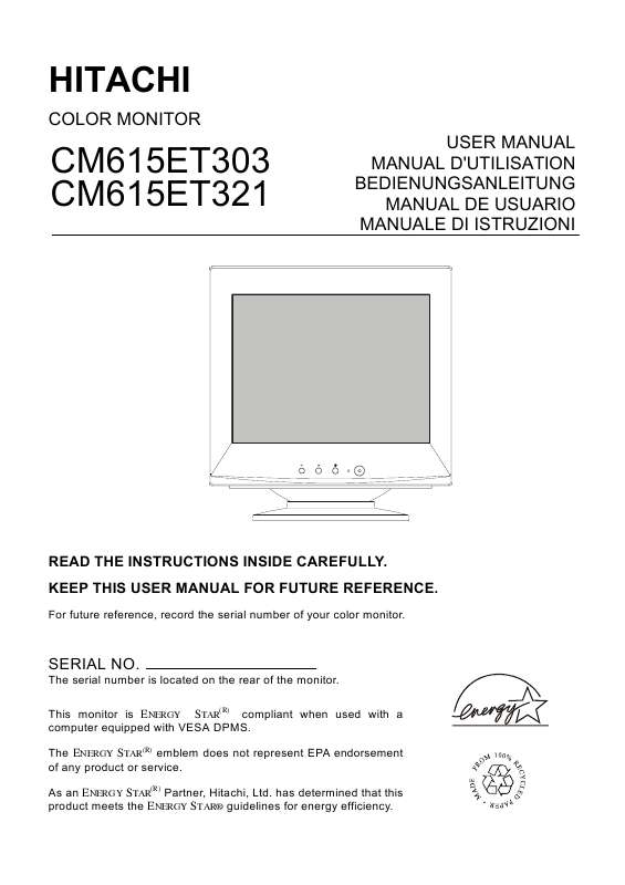 Guide utilisation  HITACHI CM615ET-321  de la marque HITACHI