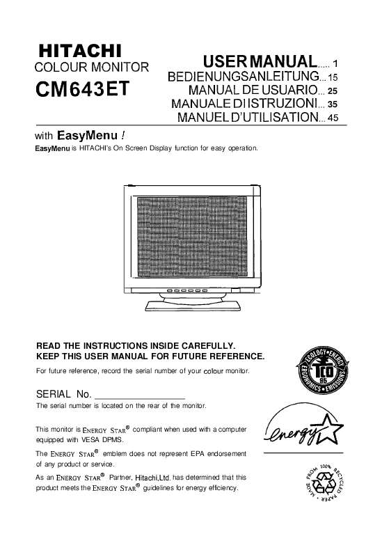 Guide utilisation  HITACHI CM643ET  de la marque HITACHI