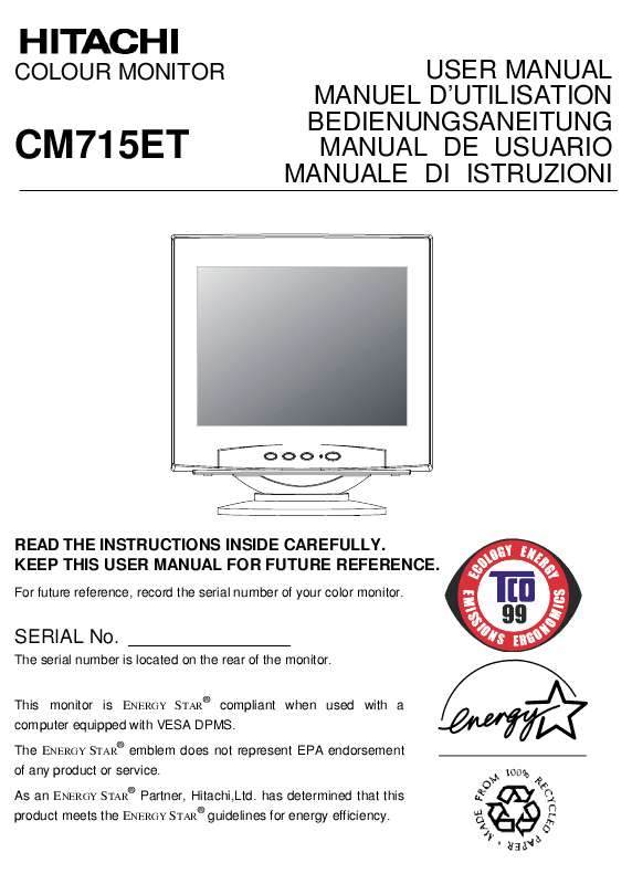 Guide utilisation  HITACHI CM715ET  de la marque HITACHI