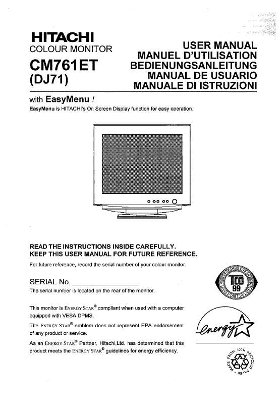 Guide utilisation  HITACHI CM761ET  de la marque HITACHI