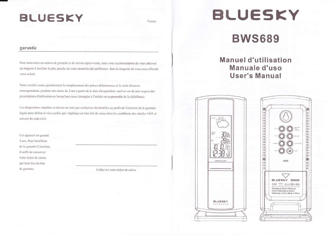 Guide utilisation  BLUE SKY BWS689  de la marque BLUE SKY