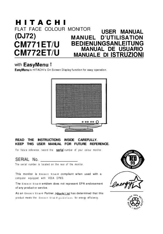 Guide utilisation  HITACHI CM772U  de la marque HITACHI