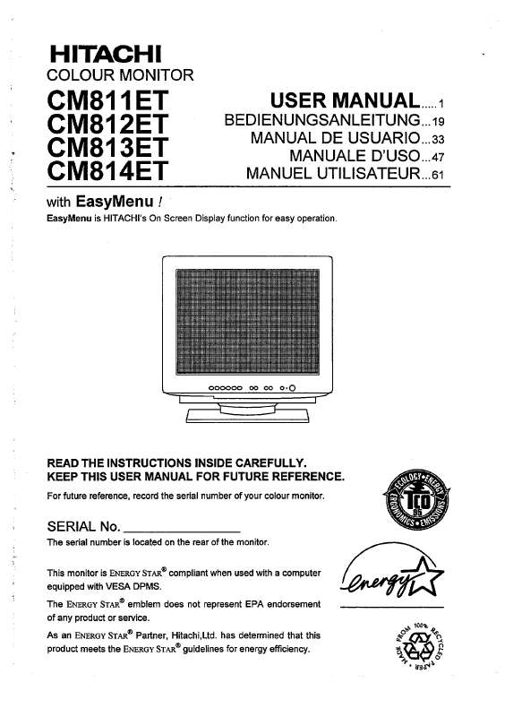 Guide utilisation  HITACHI CM812ET  de la marque HITACHI