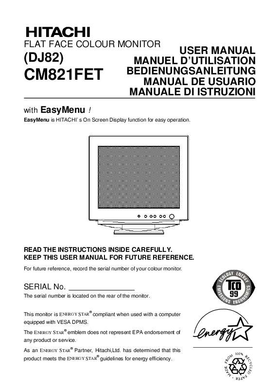 Guide utilisation  HITACHI CM821FET  de la marque HITACHI