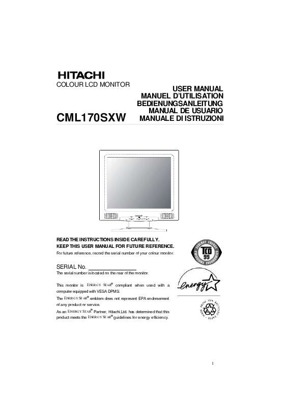 Guide utilisation  HITACHI CML170SXW  de la marque HITACHI