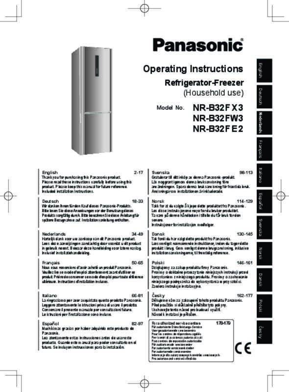 Guide utilisation PANASONIC NR-B32SW2-WF  de la marque PANASONIC