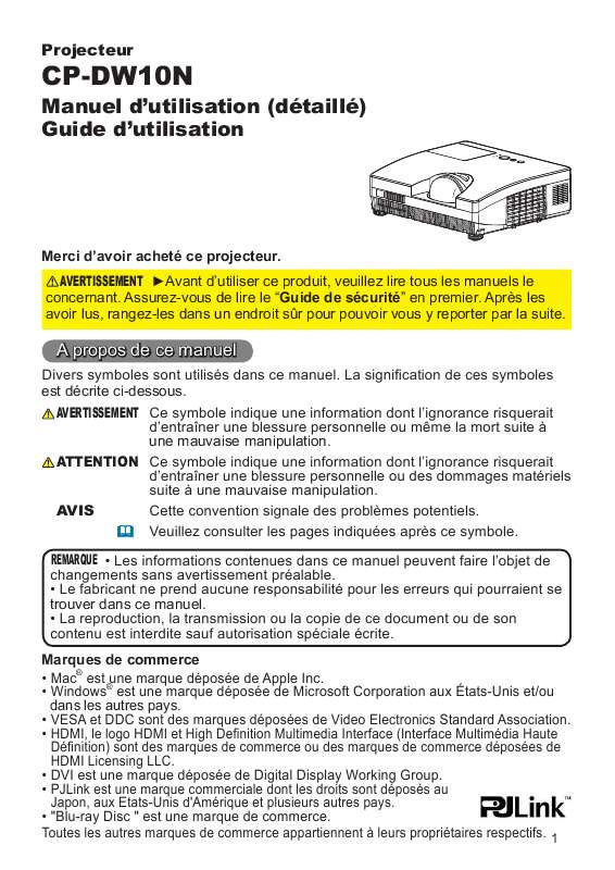 Guide utilisation  HITACHI CP-DW10  de la marque HITACHI