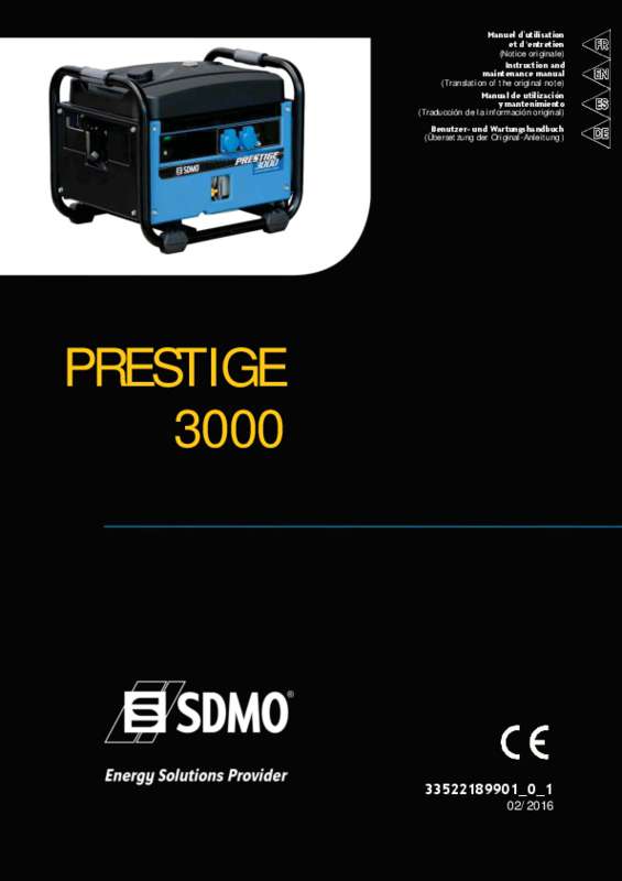 Guide utilisation SDMO PRESTIGE 3000  de la marque SDMO