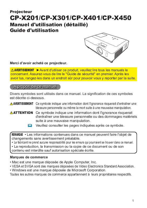 Guide utilisation HITACHI CP-X301  de la marque HITACHI