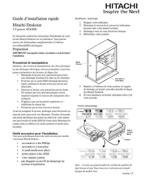 Guide utilisation  HITACHI DESKSTAR 40GV  de la marque HITACHI