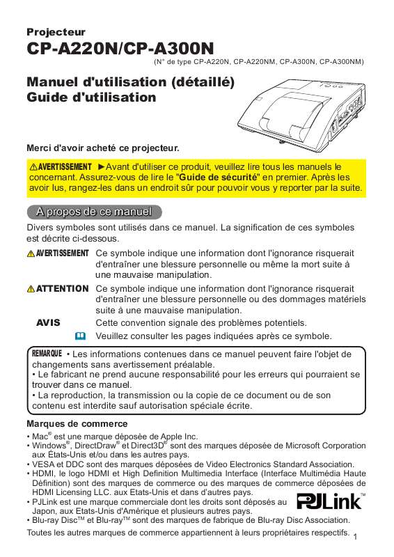Guide utilisation HITACHI CP-A220N  de la marque HITACHI