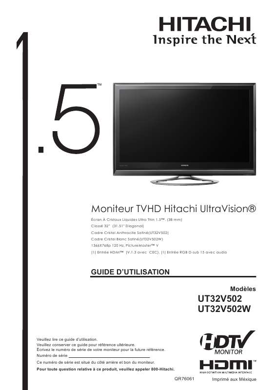 Guide utilisation HITACHI UT32V502  de la marque HITACHI
