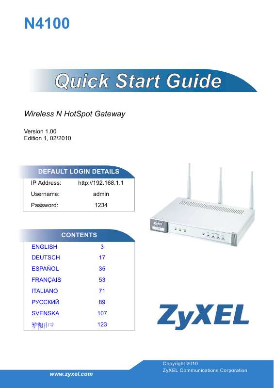 Guide utilisation ZYXEL N-4100  de la marque ZYXEL