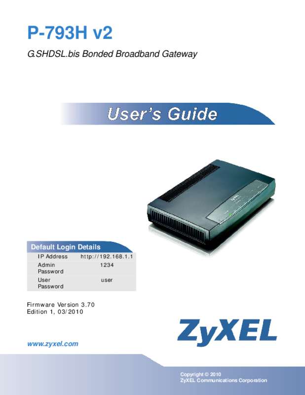 Guide utilisation ZYXEL P-793H V2  de la marque ZYXEL