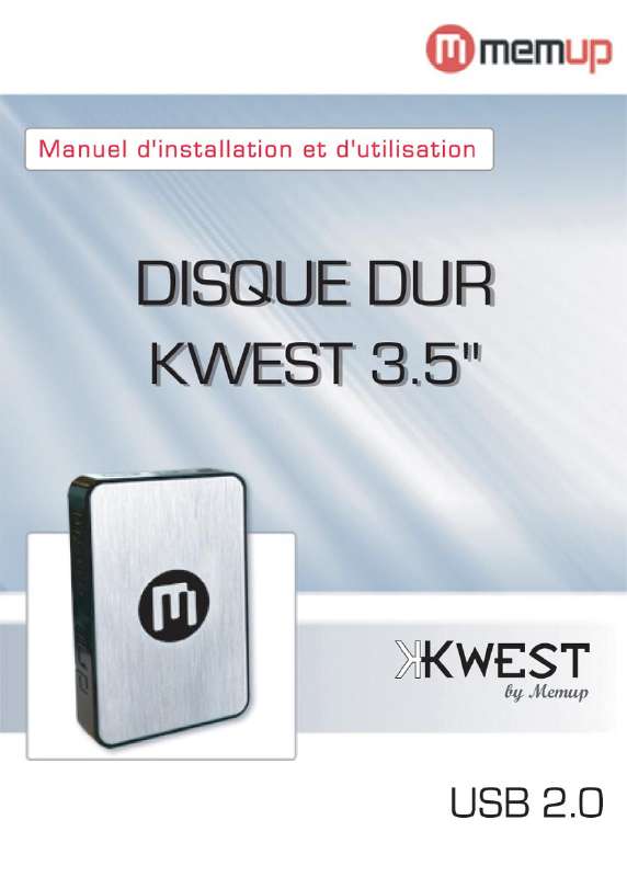 Guide utilisation MEMUP KWEST 3.5''  de la marque MEMUP